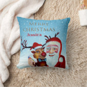 魔法の伝統的サンタクロースにこやかなルドルフ クッション (ブランケット)