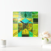 魔法の光が窓から差し込む スクエア壁時計 (ホーム)