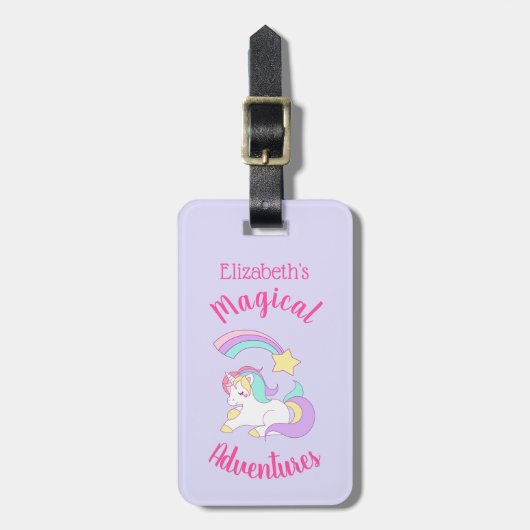 魔法の冒険ユニコーンと射撃、 発砲スター ラゲッジタグ (正面縦)