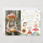 魔法の写真エンチャント妖精ファースト誕生日 招待状 (正面)