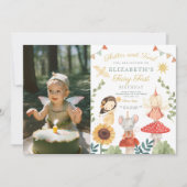 魔法の写真エンチャント妖精ファースト誕生日 招待状 (正面)