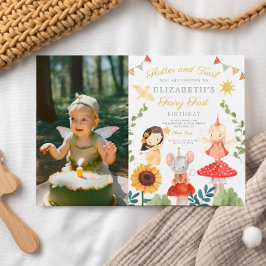 魔法の写真エンチャント妖精ファースト誕生日 招待状