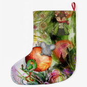 魔法の冬のクリッおもしろいタークリスマスストッキング ラージクリスマスストッキング (裏面)