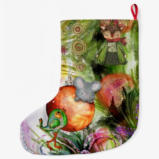魔法の冬のクリッおもしろいタークリスマスストッキング ラージクリスマスストッキング (裏面)