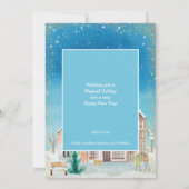 魔法の冬のハウズスノービレッジメリークリスマス シーズンカード (裏面)