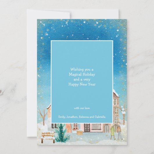 魔法の冬のハウズスノービレッジメリークリスマス シーズンカード (裏面)