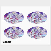 魔法の冬のユニコーン 楕円形シール (シート)