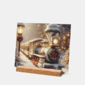 魔法の冬のワンダーランドのクリスマストレイン アクリルサイン (傾斜)