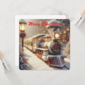 魔法の冬のワンダーランドのクリスマストレイン カード (正面/裏面インサイチュ)