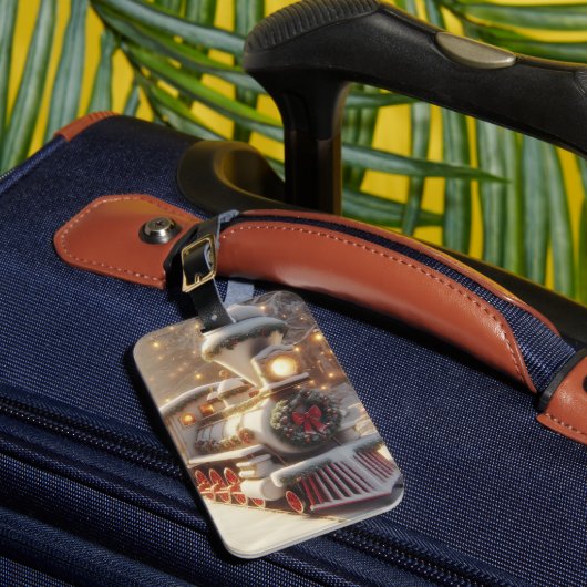 魔法の冬のワンダーランドのクリスマストレイン ラゲッジタグ (正面インサイチュ1)