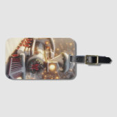 魔法の冬のワンダーランドのクリスマストレイン ラゲッジタグ (正面横)