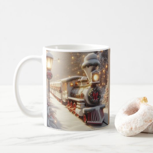 魔法の冬のワンダーランド クリスマストレイン コーヒーマグカップ (ドーナツ)
