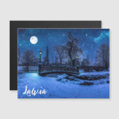 魔法の冬の夜、星空と満月 (正面/裏面)