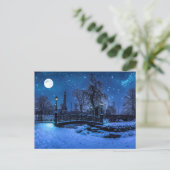 魔法の冬の夜、星空と満月 ポストカード (スタンド正面)