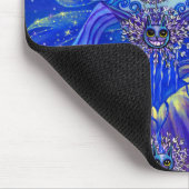 魔法の冬の妖精ガールキャッツ雪の結晶ビッグアイ マウスパッド (コーナー)