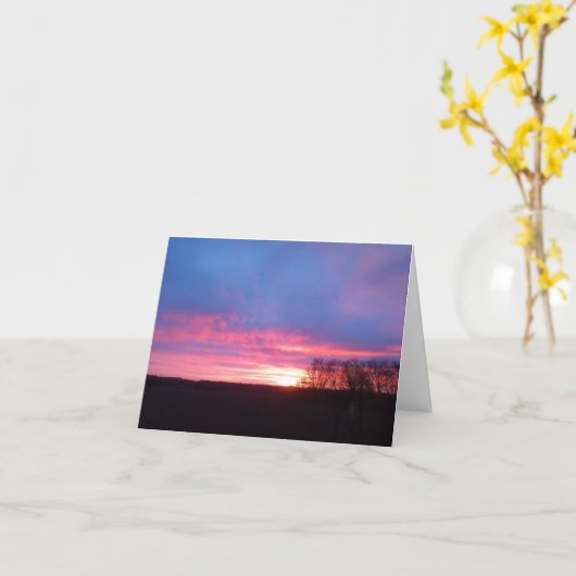 魔法の冬の日の出 カード (黄色い花)