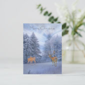 魔法の冬の森と鹿、クリスマスの休暇 シーズンポストカード (スタンド正面)