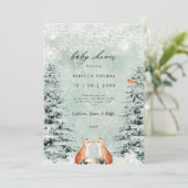 魔法の冬の森のキツネの赤ちゃんシャワー招待状 招待状 (スタンド正面)