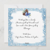 魔法の冬の森のクリスマスに小さな家 シーズンカード (裏面)