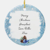 魔法の冬の森のクリスマスに小さな家 セラミックオーナメント (裏面)