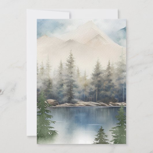 魔法の冬の森のベビーシャワー招待状 招待状 (裏面)