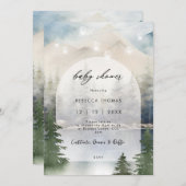 魔法の冬の森のベビーシャワー招待状 招待状 (正面/裏面)