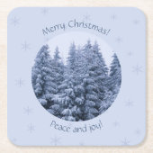 魔法の冬の森 – クリスマス スクエアペーパーコースター (正面)