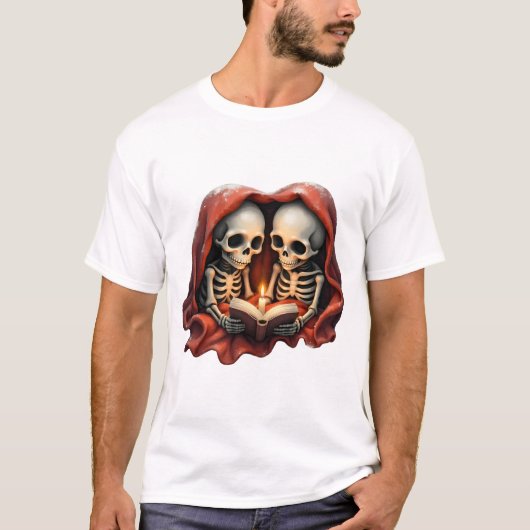 魔法の冬の瞬間、二体のスケルトン Tシャツ (正面)