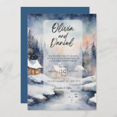魔法の冬の結婚式招待状 招待状 (正面/裏面)