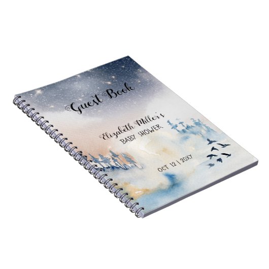 魔法の冬の風景ベビーシャワーゲストブック ノートブック (右側)