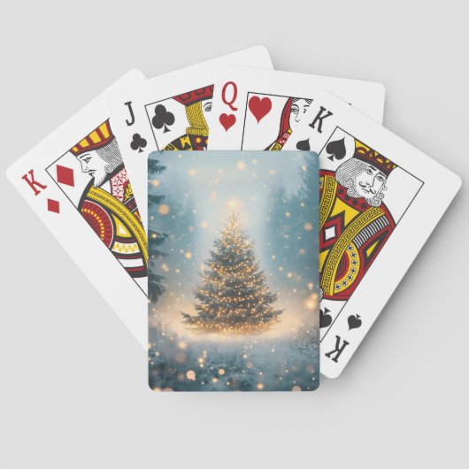 魔法の冬 森の雪とクリスマスツリー トランプ (裏面)