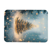 魔法の冬 雪の森 クリスマスツリー マグネット (横)