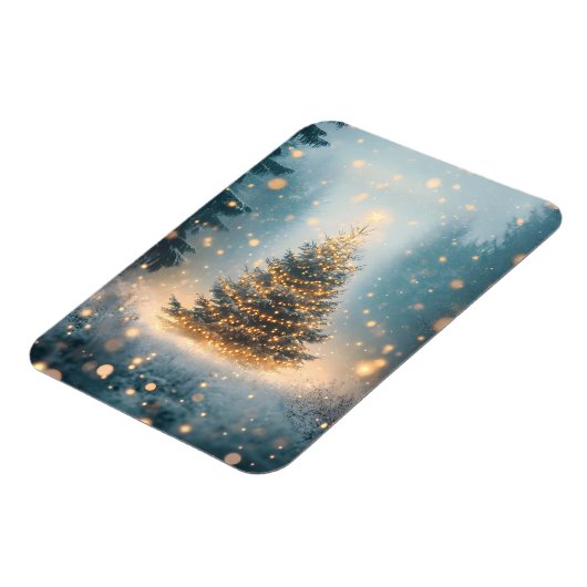魔法の冬 雪の森 クリスマスツリー マグネット (左側)