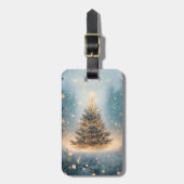 魔法の冬 雪の森 クリスマスツリー ラゲッジタグ (正面縦)