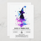 魔法の印刷可能なウィザードドライ誕生日 招待状 (正面/裏面)