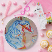 魔法の回転木馬の馬のモノグラムのパーティー ペーパープレート (パーティー)