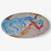 魔法の回転木馬の馬のモノグラムのパーティー ペーパープレート (アングル)