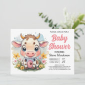 魔法の国の印刷可能な牛の赤ちゃんシャワー 招待状 (スタンド正面)