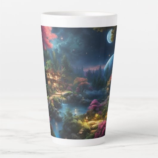 魔法の国の美しい家と庭園 カフェラテマグ (正面)