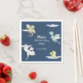 魔法の城かわいいドラゴンキッズブルー誕生日 スタンダードカクテルナプキン (インサイチュ)