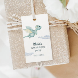 魔法の城かわいいドラゴン子供の誕生日 ギフトタグ