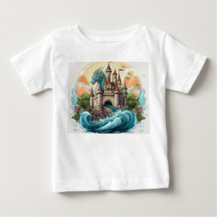 魔法の城とドラゴンTシャツ ベビーTシャツ