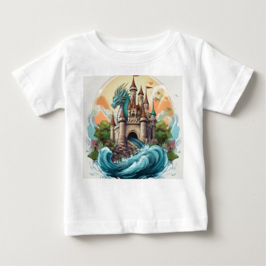 魔法の城とドラゴンTシャツ ベビーTシャツ (正面)