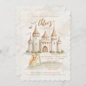 🏰✨ 魔法の城のプリンセス 1歳の誕生日招待状 招待状 (正面/裏面)