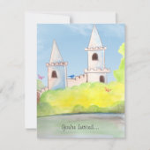 魔法の城の水彩画のパーティの招待状 招待状 (正面)