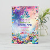 魔法の城の誕生日パーティー招待状 招待状 (スタンド正面)