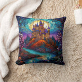 魔法の城ステンドグラス クッション (ブランケット)