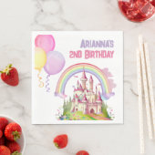 魔法の城バルーン小さな女の子の2回目の誕生日 スタンダードランチョンナプキン (インサイチュ)