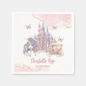 魔法の城ユニコーンピンクプリンセス1st誕生日 スタンダードカクテルナプキン (正面)