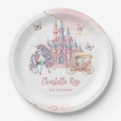 魔法の城ユニコーンピンクプリンセス1st誕生日 ペーパープレート (正面)